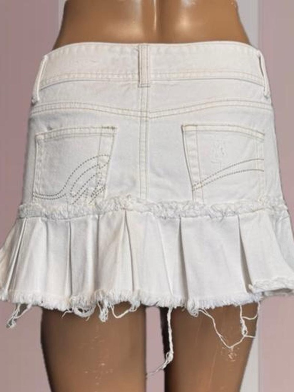 Garage Y2K White Denim Mini Skirt